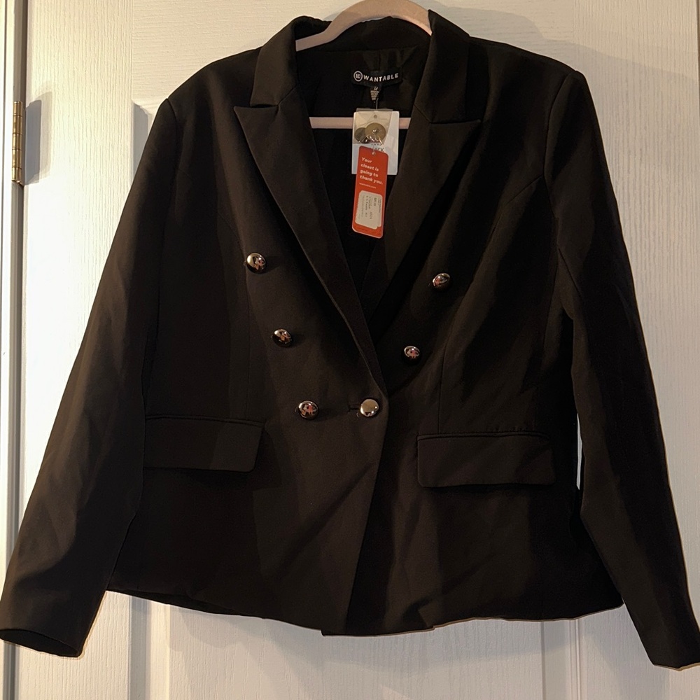 Wayf Double-Breasted Black Blazer